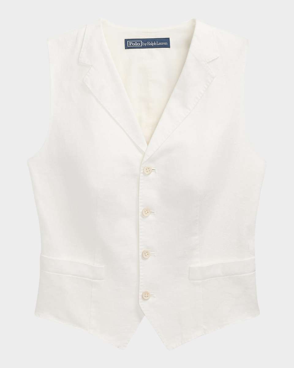 Cropped Linen & Cotton Vest